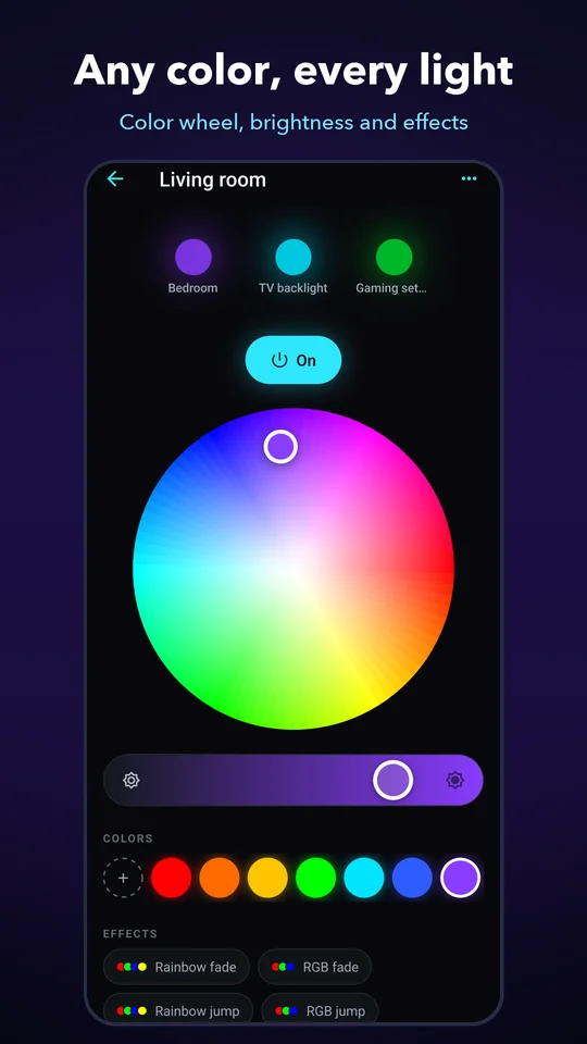 Color wheel controlling every light in a room